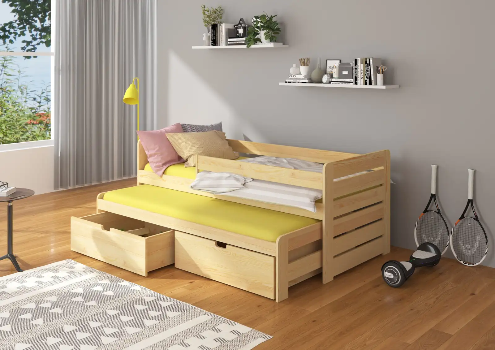 Łóżko podwójne z barierką TOMI 200x90