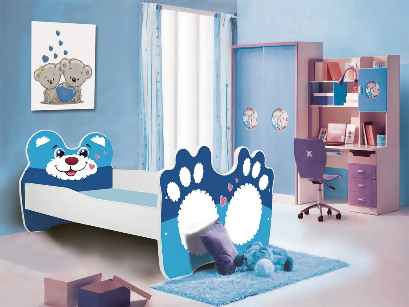 Łóżko z materacem BEAR BLUE 160x80