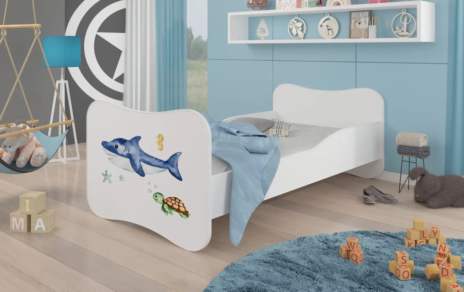 Łóżko z materacem GONZALO SEA ANIMALS 160x80