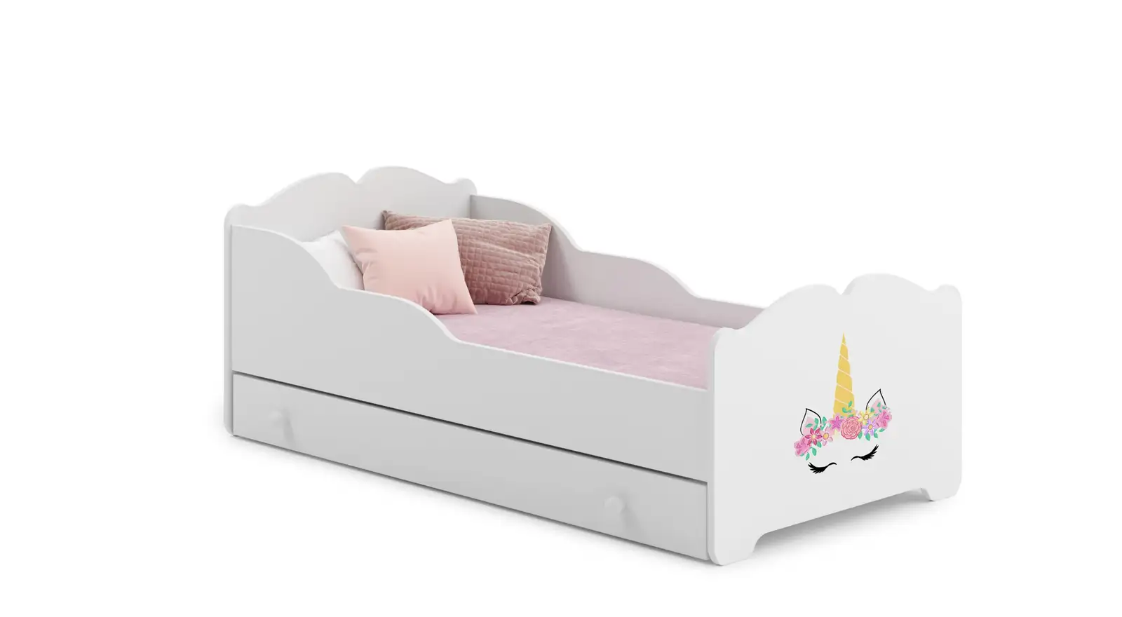 Łóżko z materacem i szufladą XIMENA UNICORN 140x70 — 2