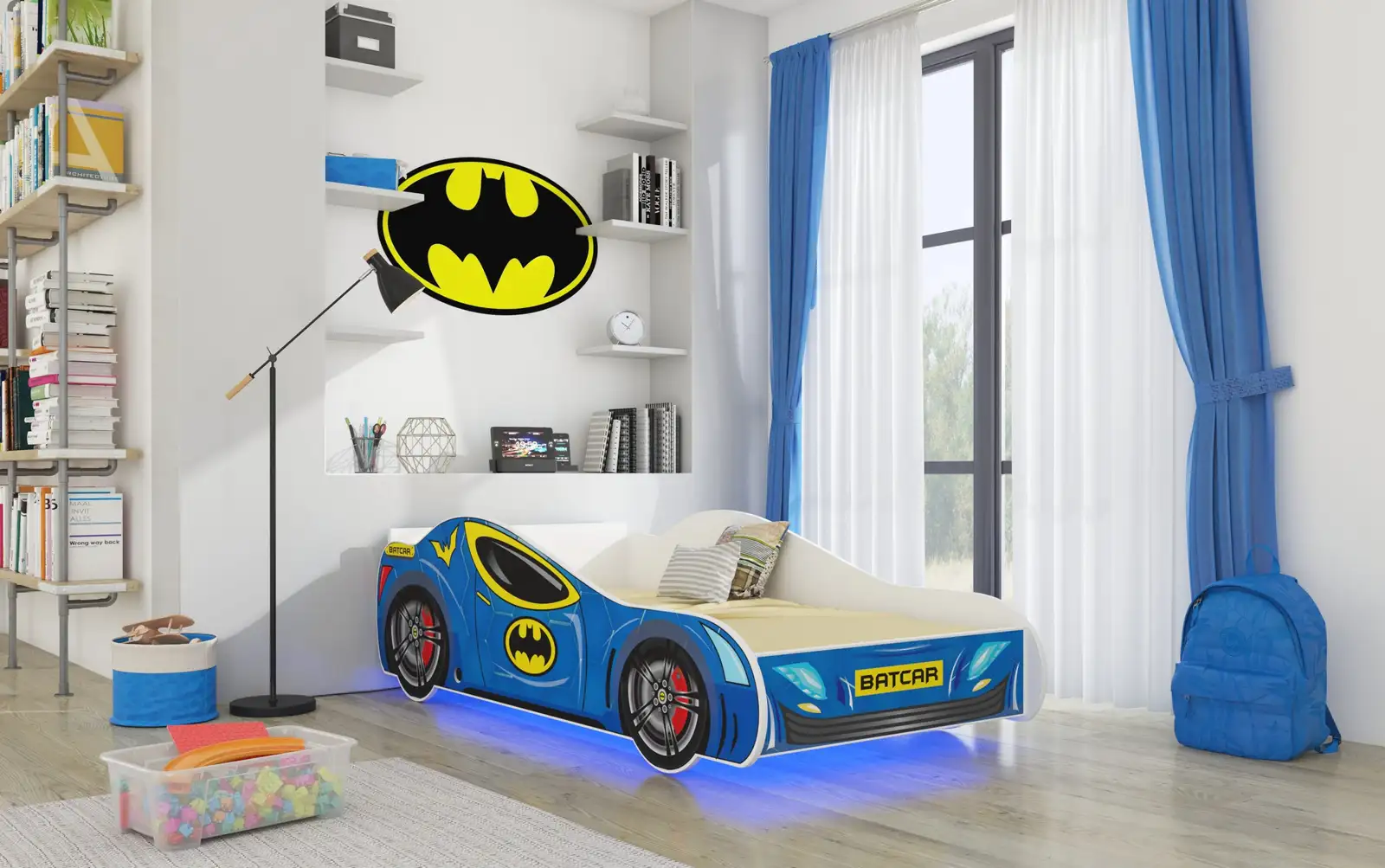 Łóżko z materacem i oświetleniem LED BATCAR 160x80