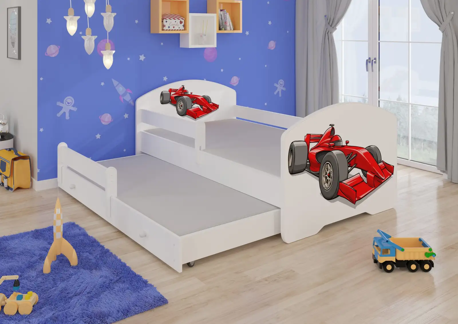 Łóżko podwójne z barierką i materacami PEPE II FORMULA 160x80