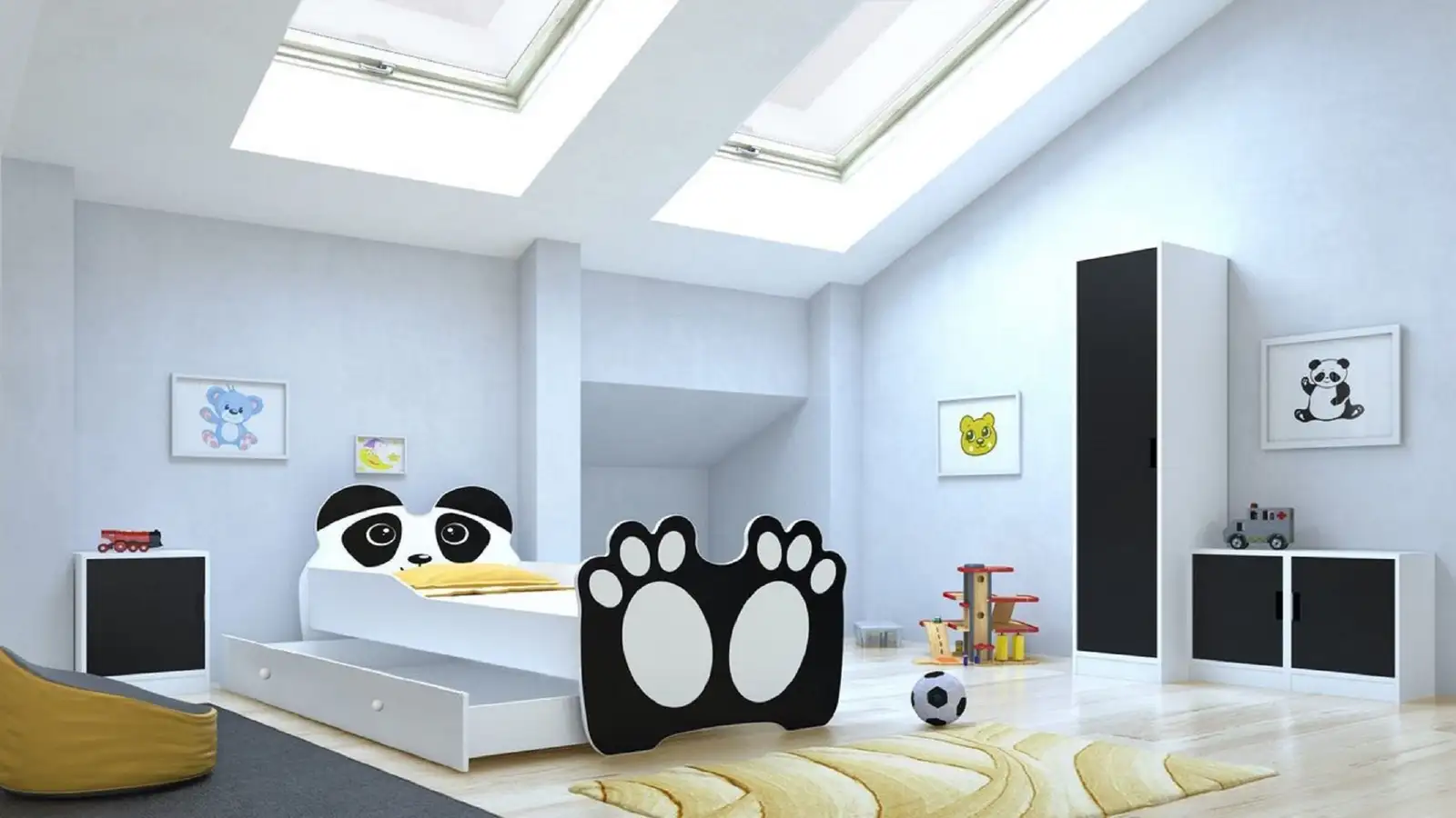 Łóżko z materacem i szufladą BEAR BLACK 160x80