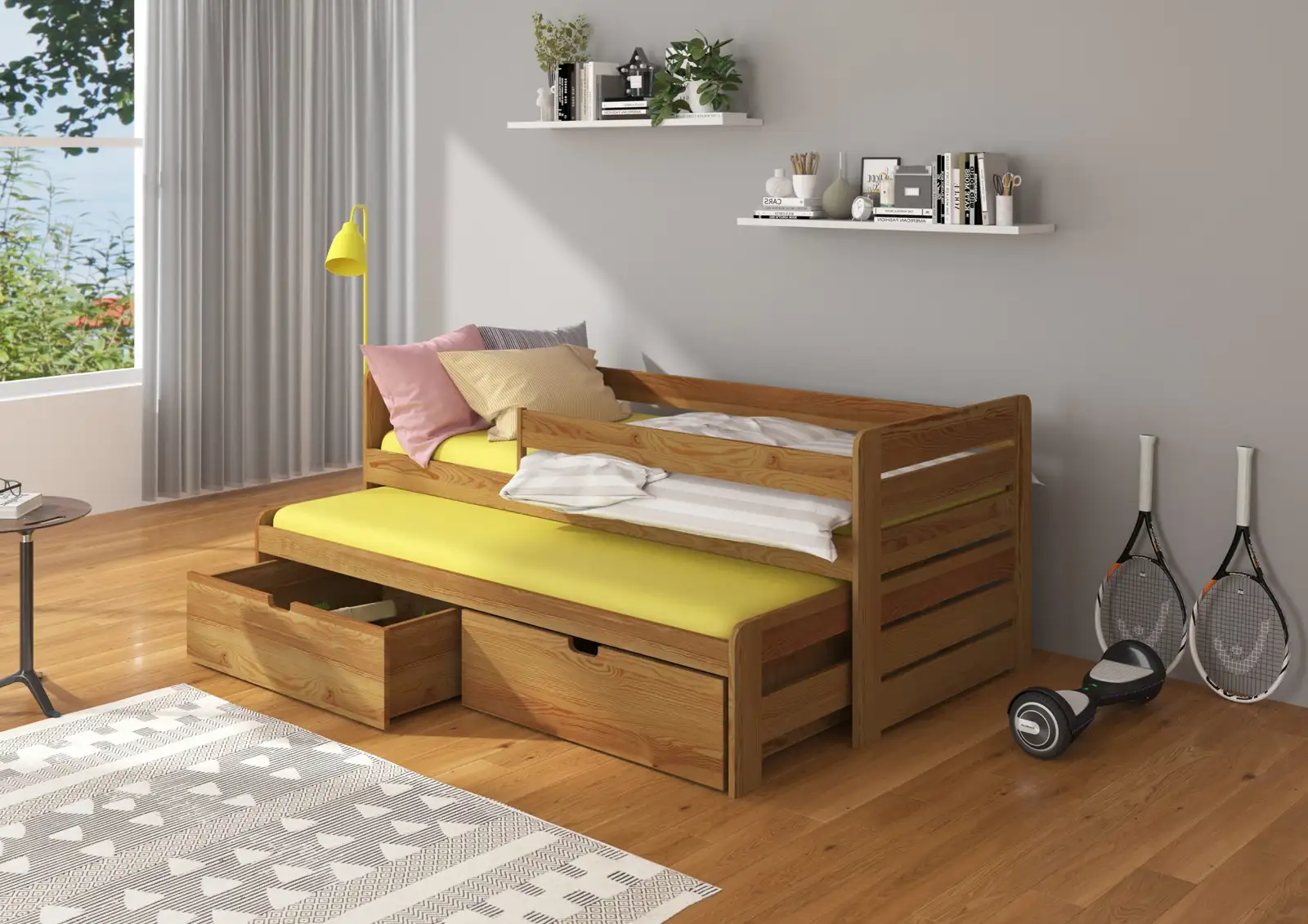 Łóżko podwójne z barierką TOMI 200x90