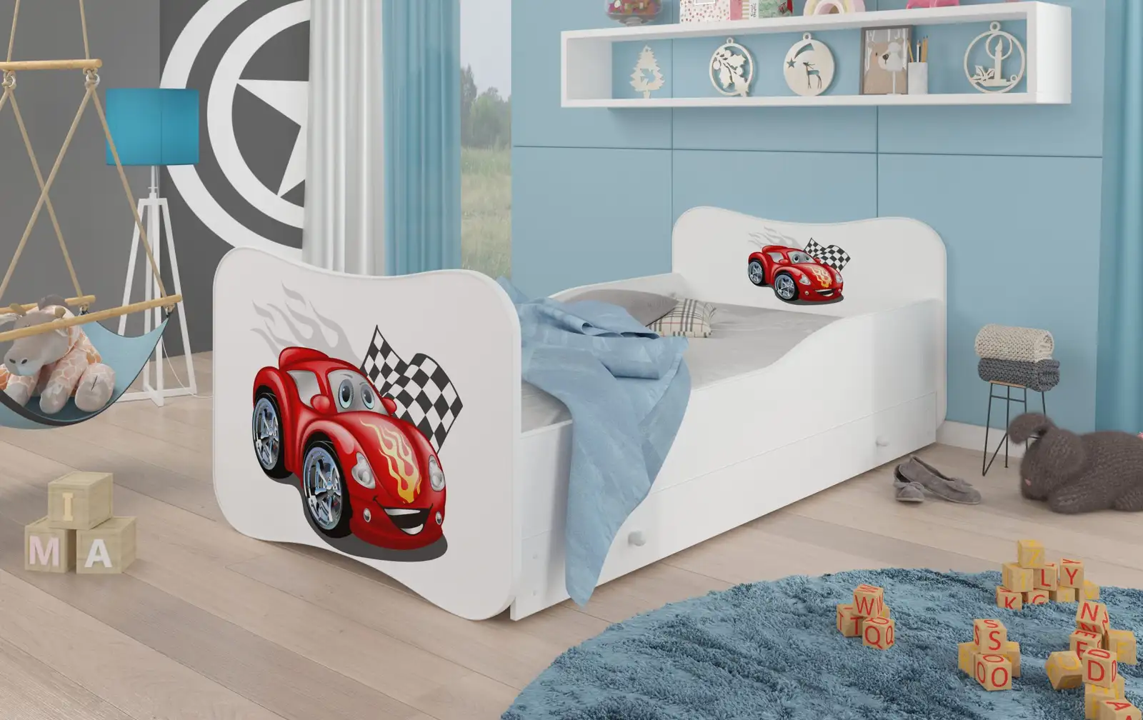 Łóżko z materacem i szufladą GONZALO CAR ZIGZAG 160x80