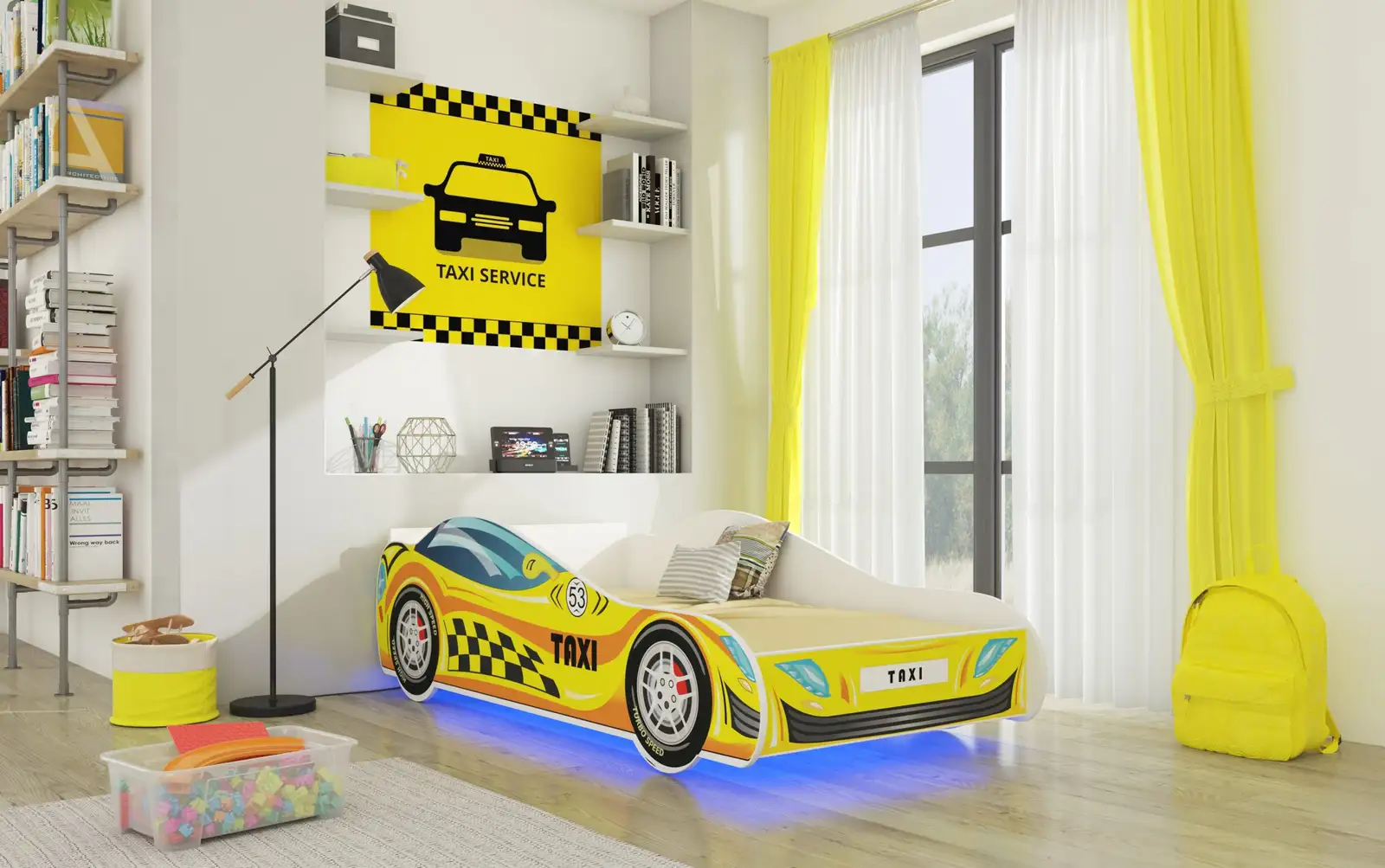 Łóżko z materacem i oświetleniem LED TAXI 160x80