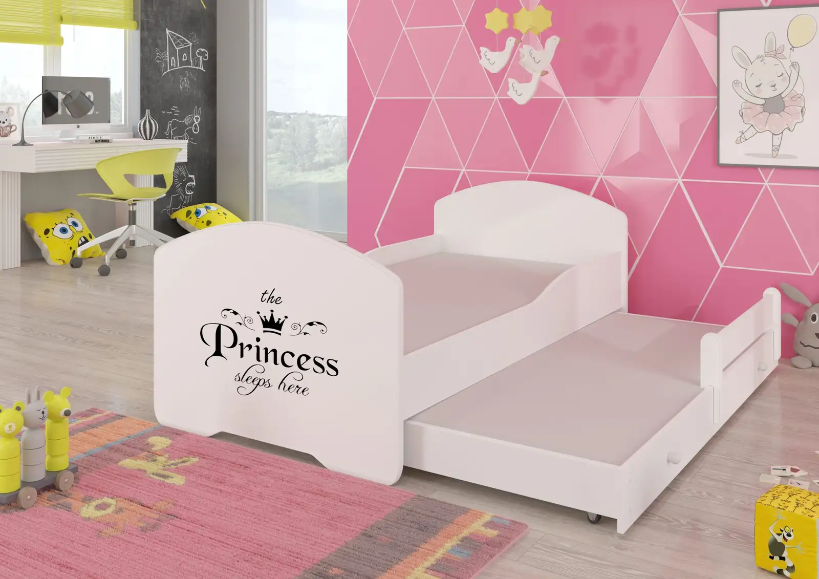 Łóżko podwójne z materacami PEPE II PRINCESS BLACK 160x80