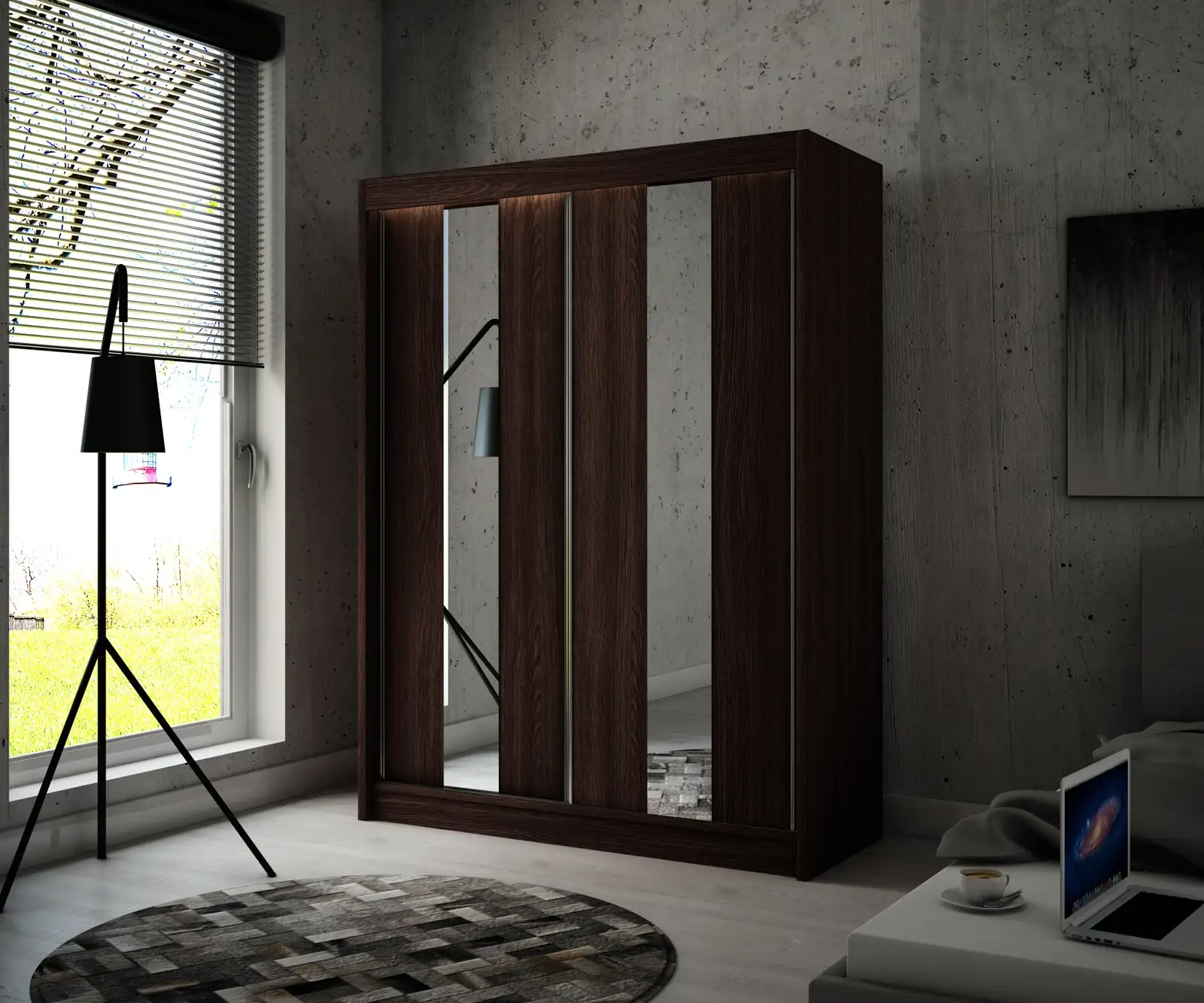 Szafa przesuwna Luke Wenge + lustro 200 Arton — 2