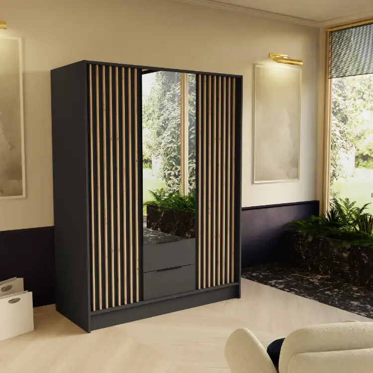 Szafa Nero lamele + lustro grafit 150 Arton — 2