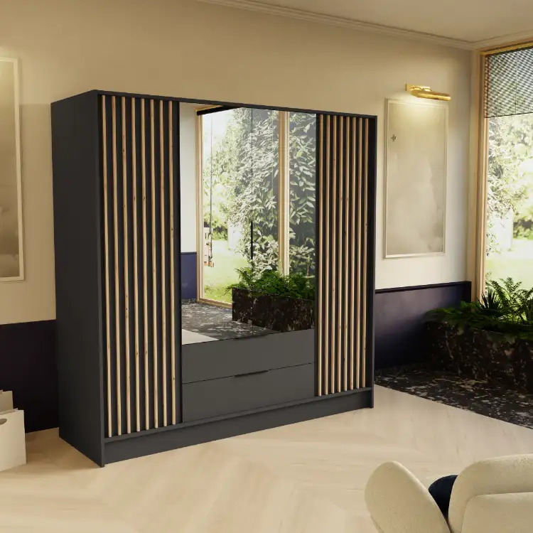 Szafa Nero lamele + lustro grafit 200 Arton — 2