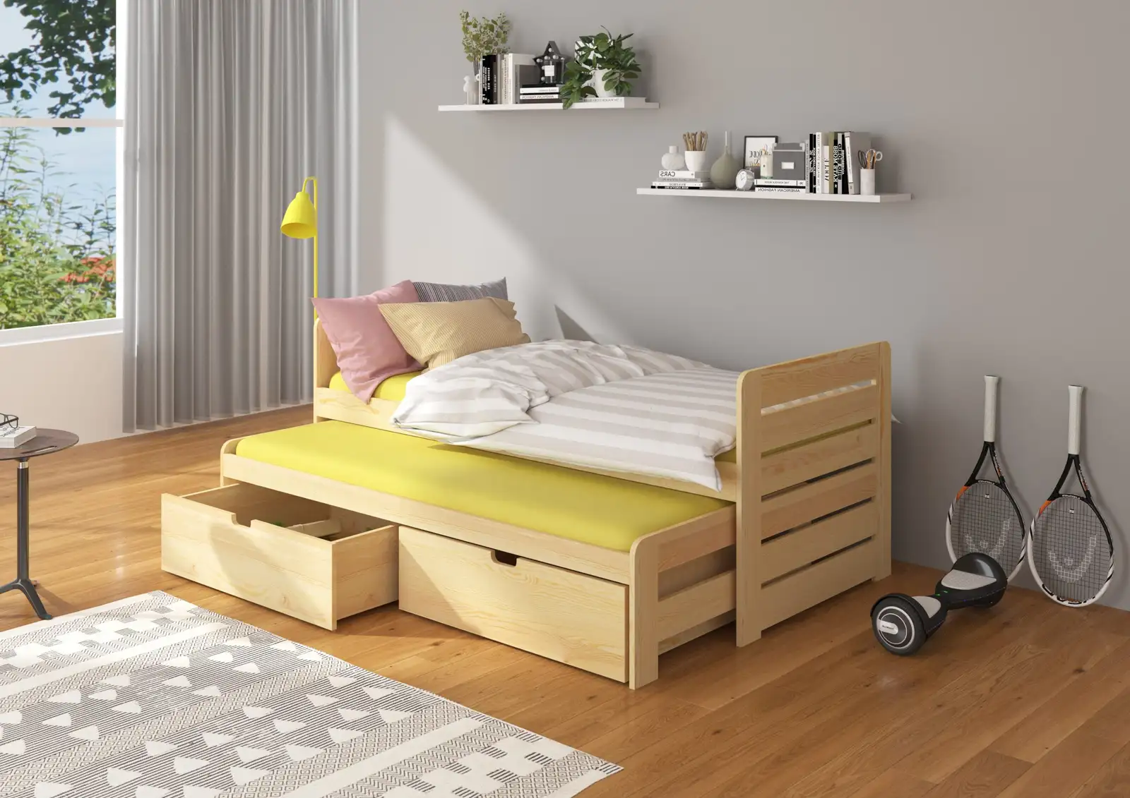 Łóżko podwójne z materacami TOMI 200x90