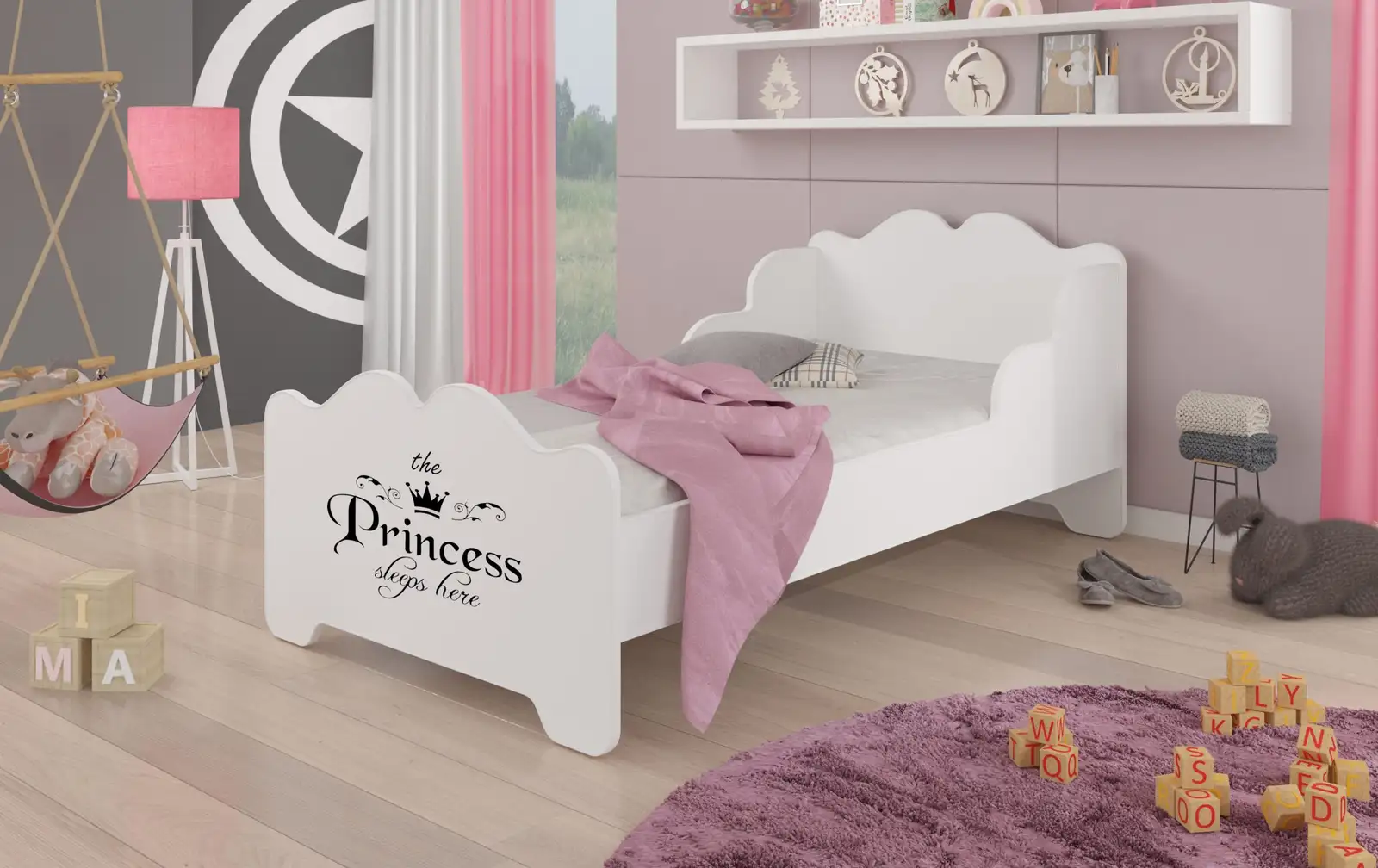 Łóżko z materacem XIMENA PRINCESS BLACK 140x70