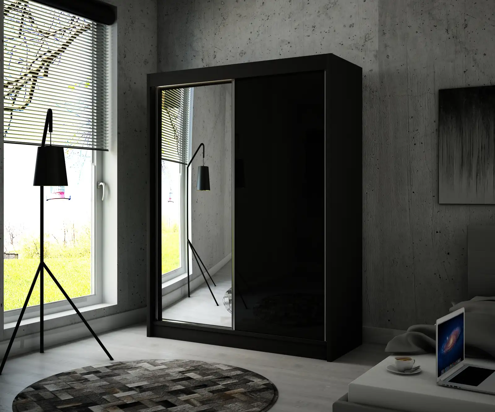 Szafa przesuwna Velis Czarny + lacobel czarny 120 Arton