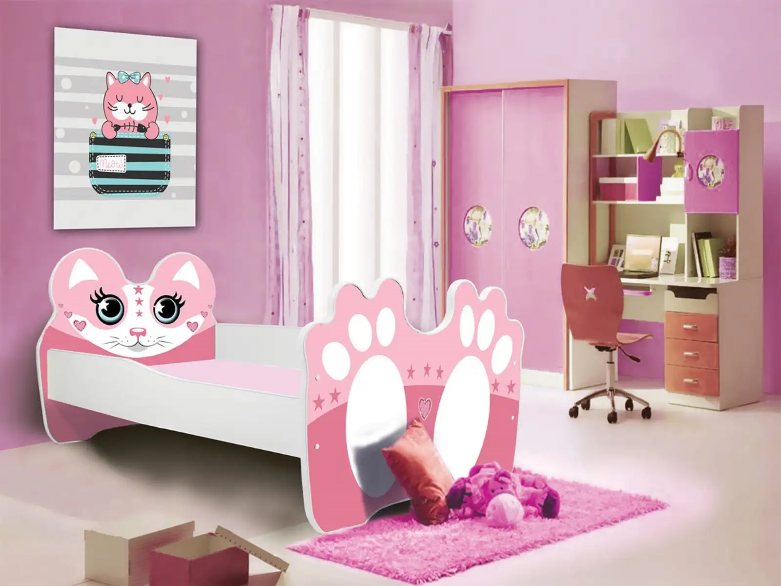 Łóżko z materacem BEAR PINK 140x70