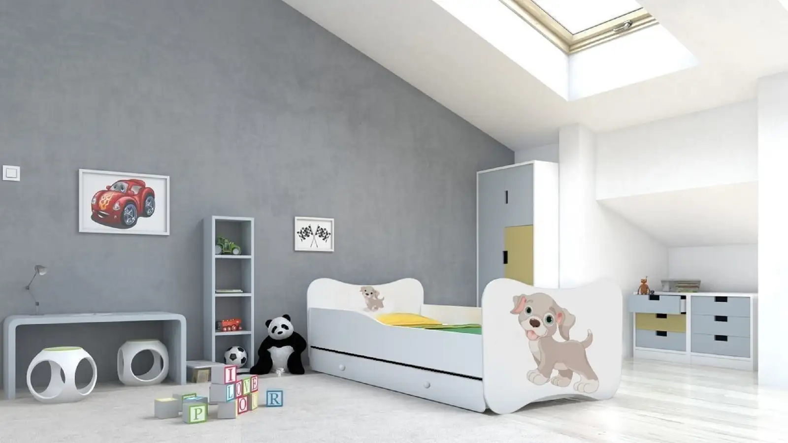 Łóżko z materacem i szufladą GONZALO DOG 140x70