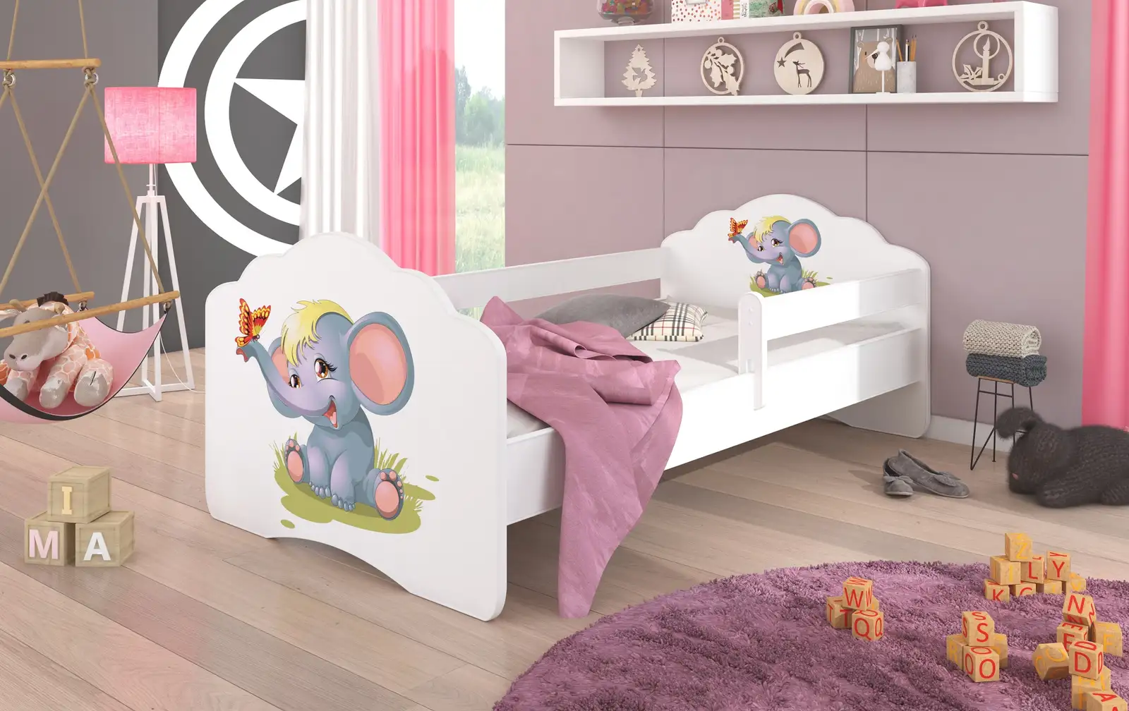 Łóżko z materacem i barierką CASIMO ELEPHANT 160x80
