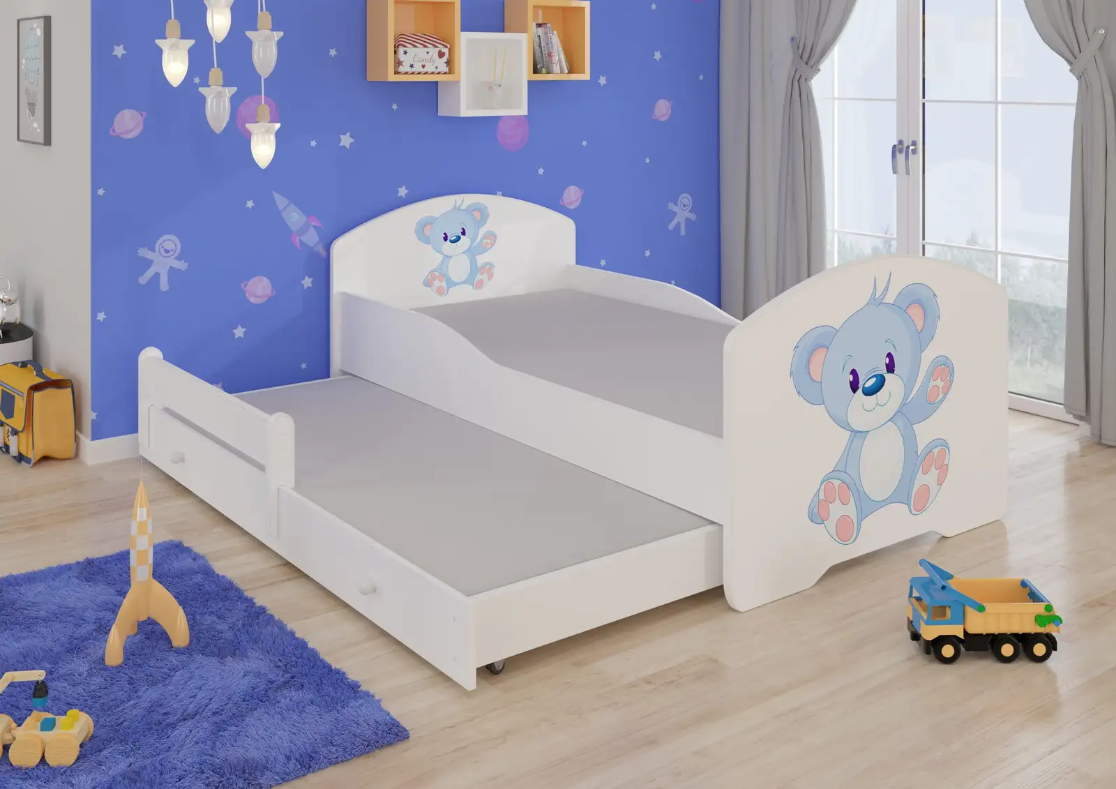 Łóżko podwójne z materacami PEPE II BLUE BEAR 160x80