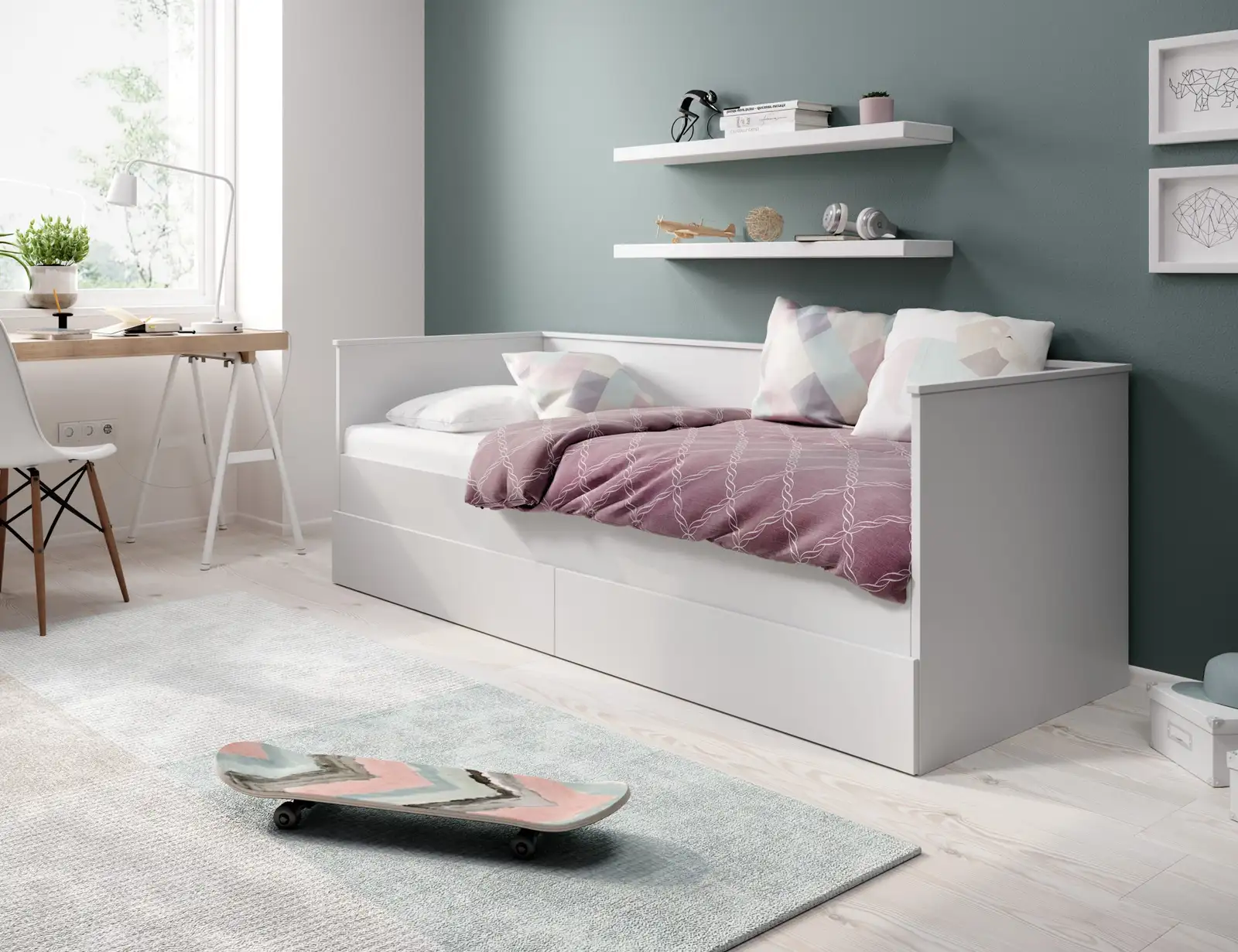 Łóżko podwójne z materacami HELA II 200x80