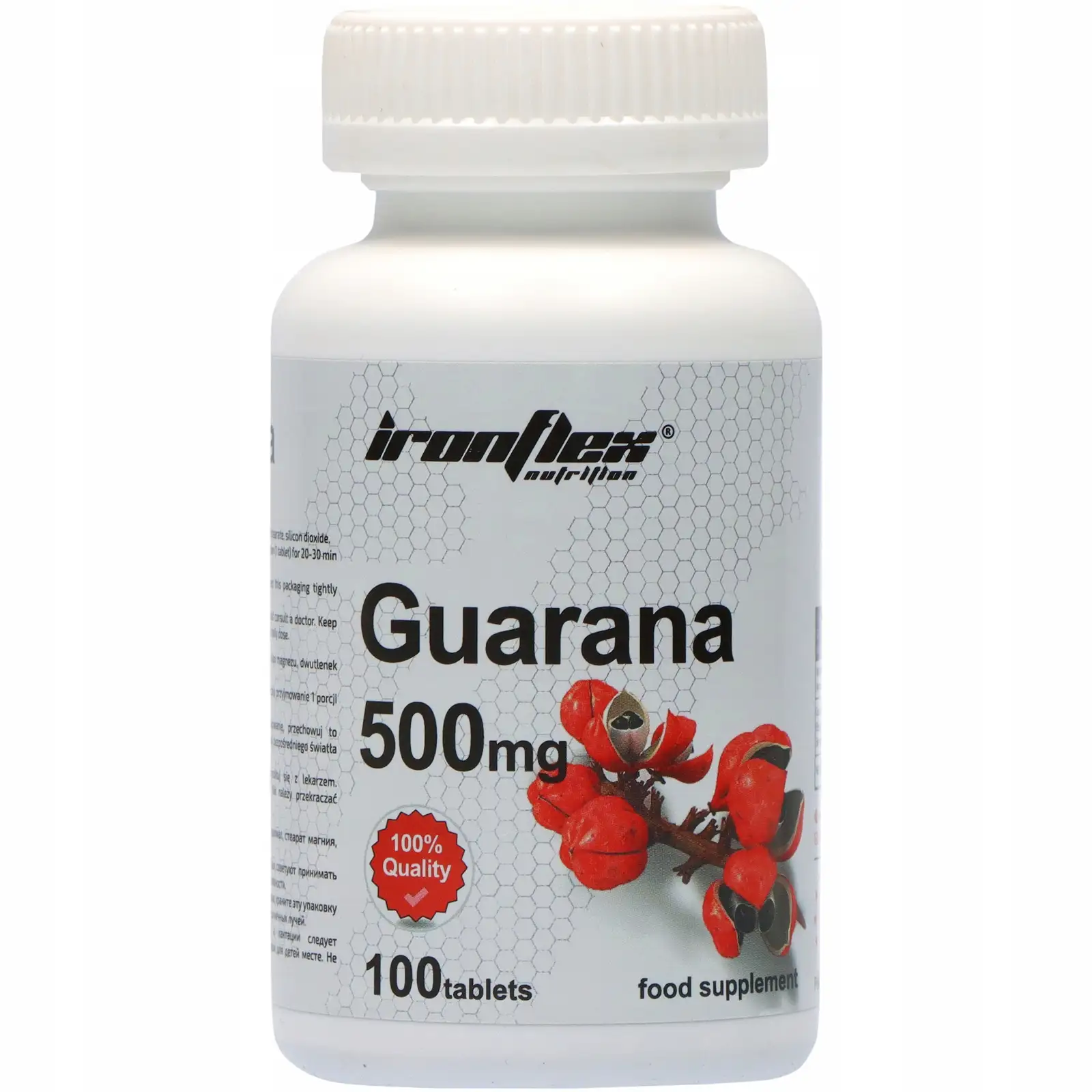 GUARANA 500mg MOCNE POBUDZENIE 100 tabletek ENERGIA NA TRENING MAX MOC
