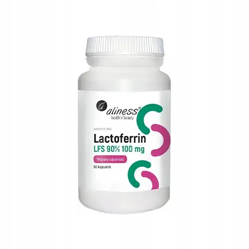 ALINESS Lactoferrin LFS 90% 100mg 60 kapsułek Odporność Żelazo Cynk — 2