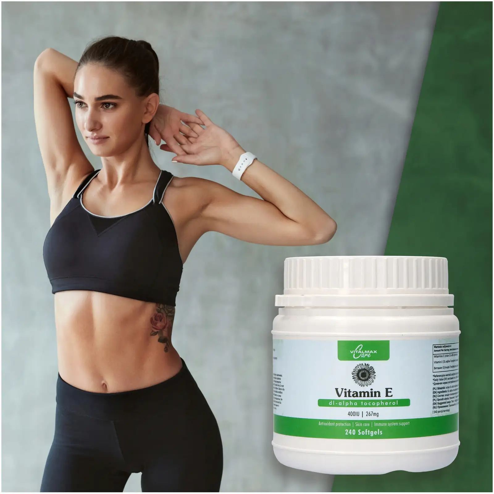 Vitalmax Witamina E 400IU 240 OCHRONA OCZU WŁOSÓW — 3