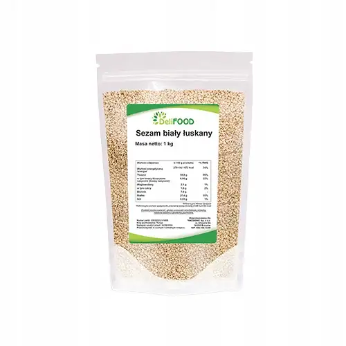 SEZAM BIAŁY ŁUSKANY 1kg Zdrowe Nasiona Omega-3 Wapń Magnez Białko — 2