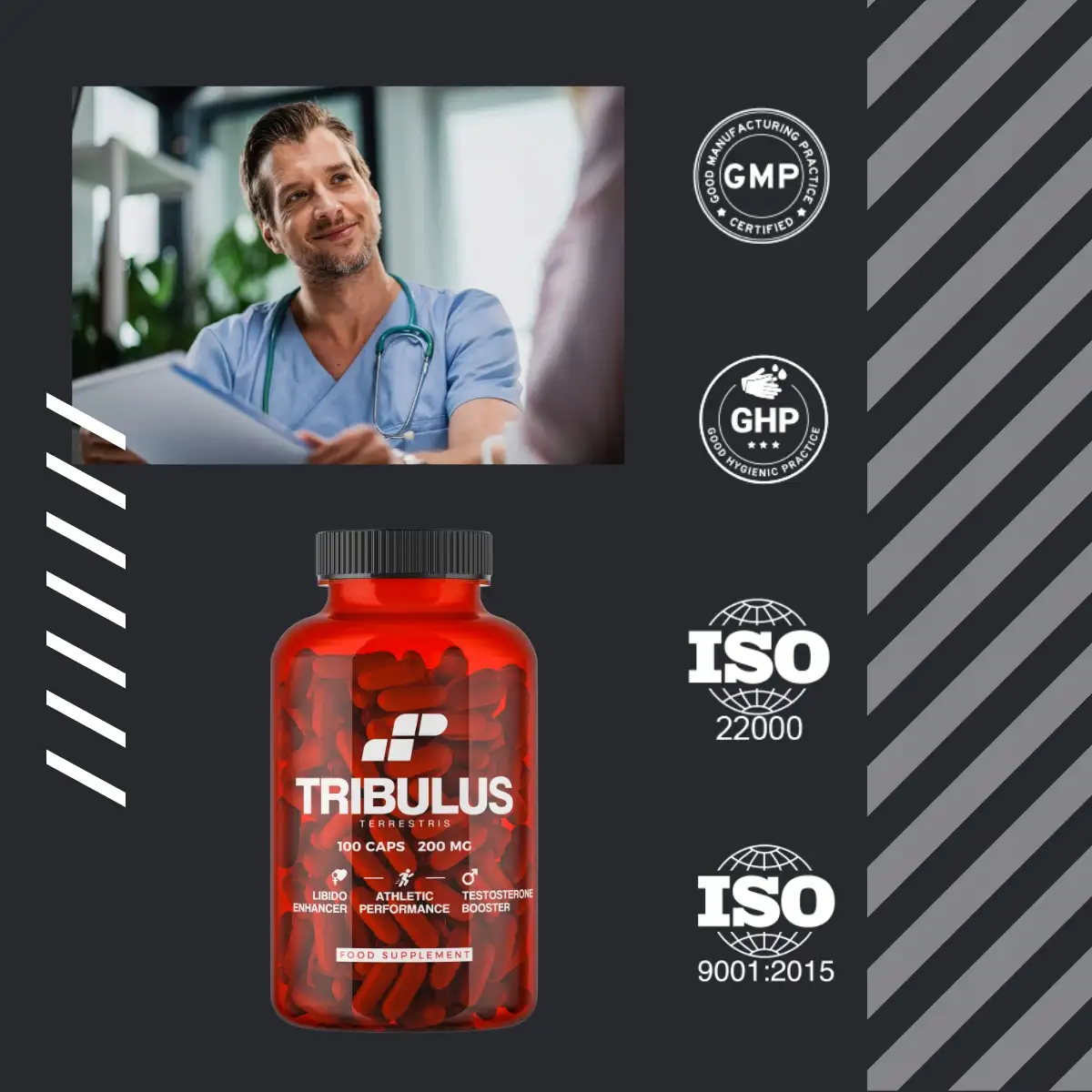 Testosteron Naturalny booster Biosterol + tribulus + TESTOSTEROL Zestaw — 3