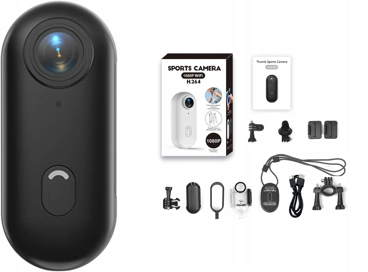 Mini Kamera Sportowa HD 4K Wodoodporna Kąt 140° WiFi Adaptery Akcesoria