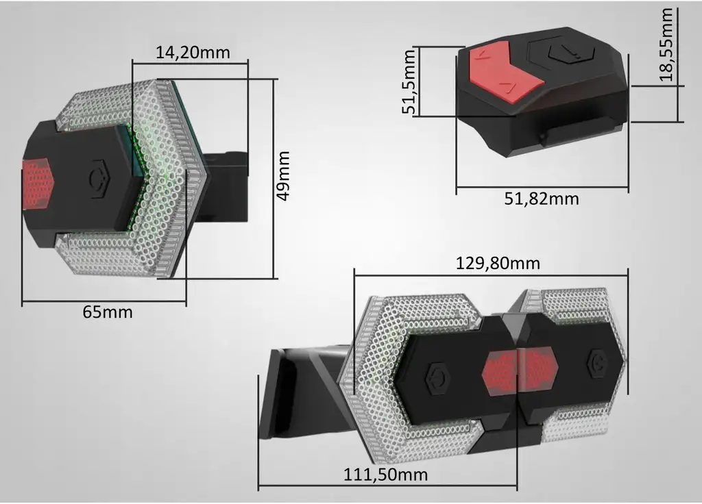 KIERUNKOWSKAZY LED 4 SZT LAMPKI TYŁ PRZÓD HULAJNOGI ROWEROWE BEZPRZWODOWE — 10