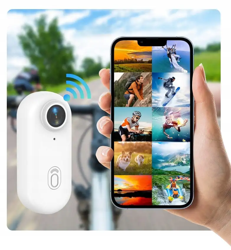 Mini Kamera Sportowa HD 4K Wodoodporna Kąt 140° WiFi Adaptery Akcesoria — 6