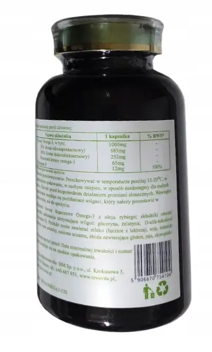 RevoVita Omega 3 Olej rybi 683mg EPA + 252mg DHA w kapsułce, Wit. E,120kaps — 3