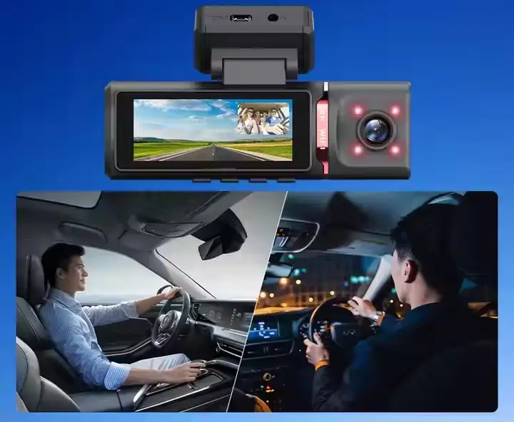 Kamera Samochodowa 3w1 HD 4K Przód Tył i Wnętrze GPS Wi-Fi Tryb Nocny — 6