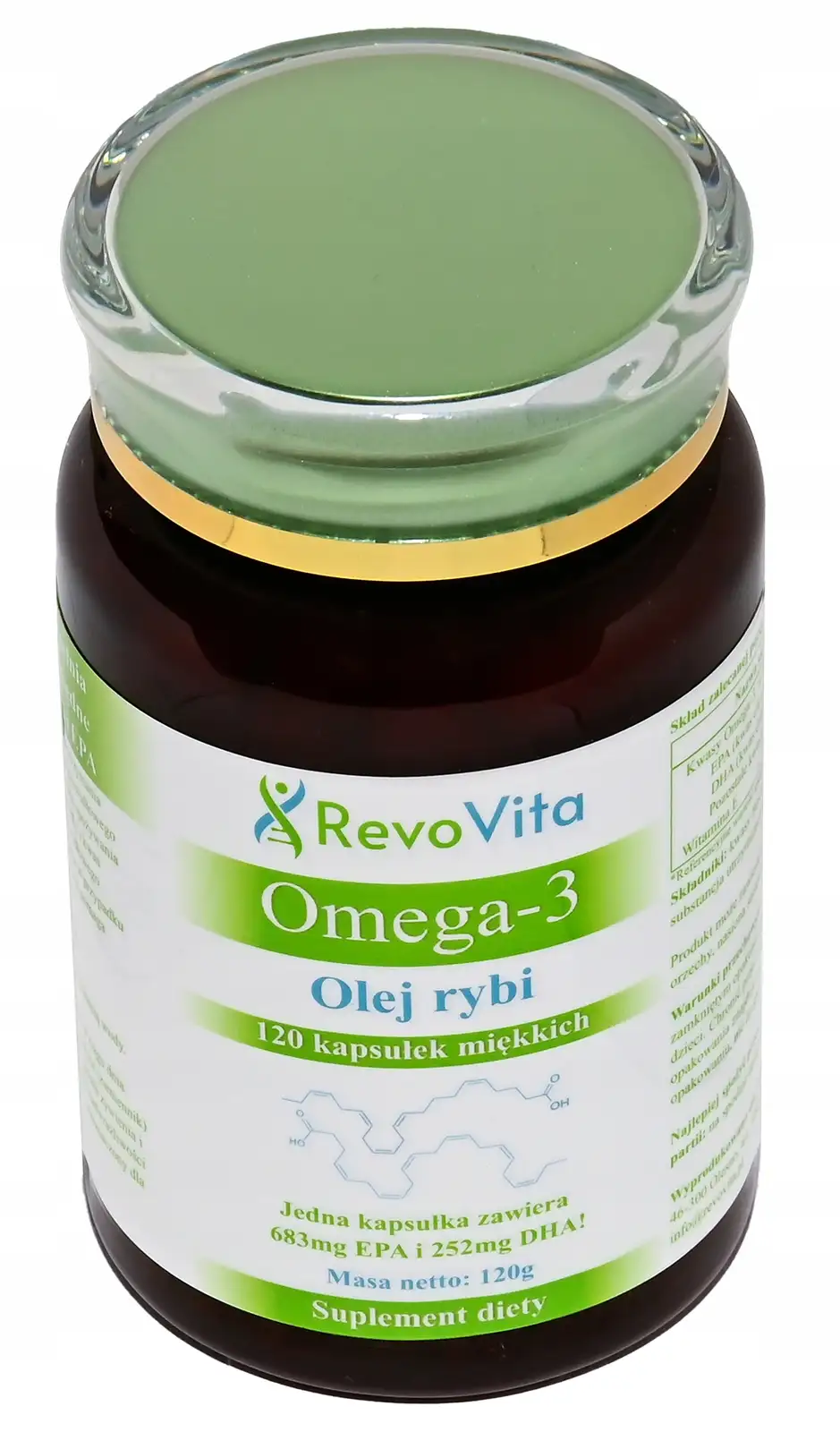RevoVita Omega 3 Olej rybi 683mg EPA + 252mg DHA w kapsułce, Wit. E,120kaps — 11