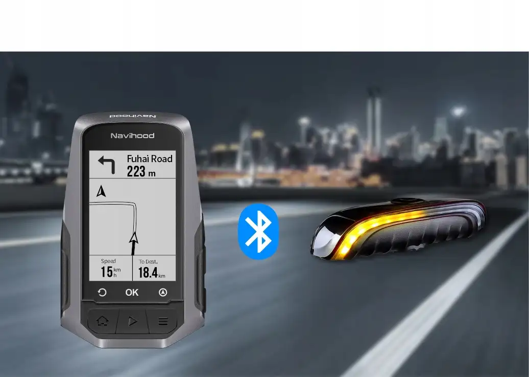 LICZNIK KOMPUTER ROWEROWY NAWIGACJA GPS BT aplikacja MEILAN Navihood L1 — 4