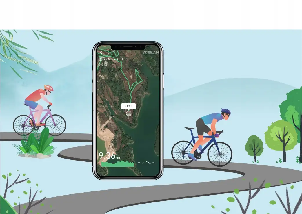 LICZNIK KOMPUTER ROWEROWY NAWIGACJA GPS BT aplikacja MEILAN Navihood L1 — 2