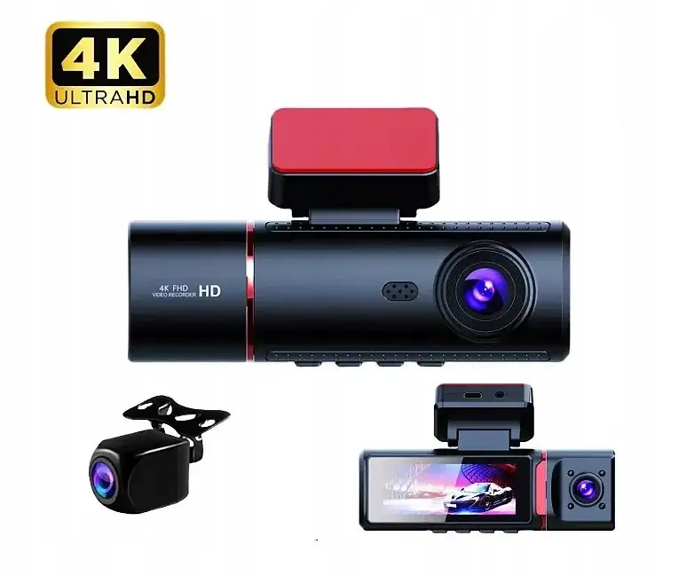 Kamera Samochodowa 3w1 HD 4K Przód Tył i Wnętrze GPS Wi-Fi Tryb Nocny — 7