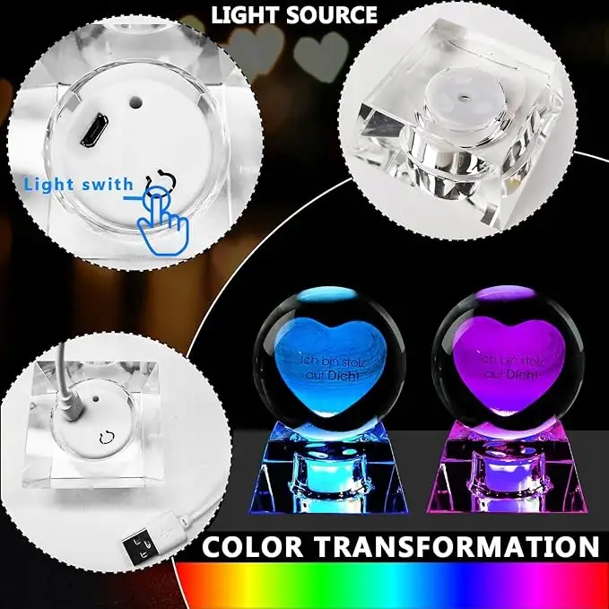 Jestem dumny z Ciebie kryształowa kula 3D z LED PREZENT — 5