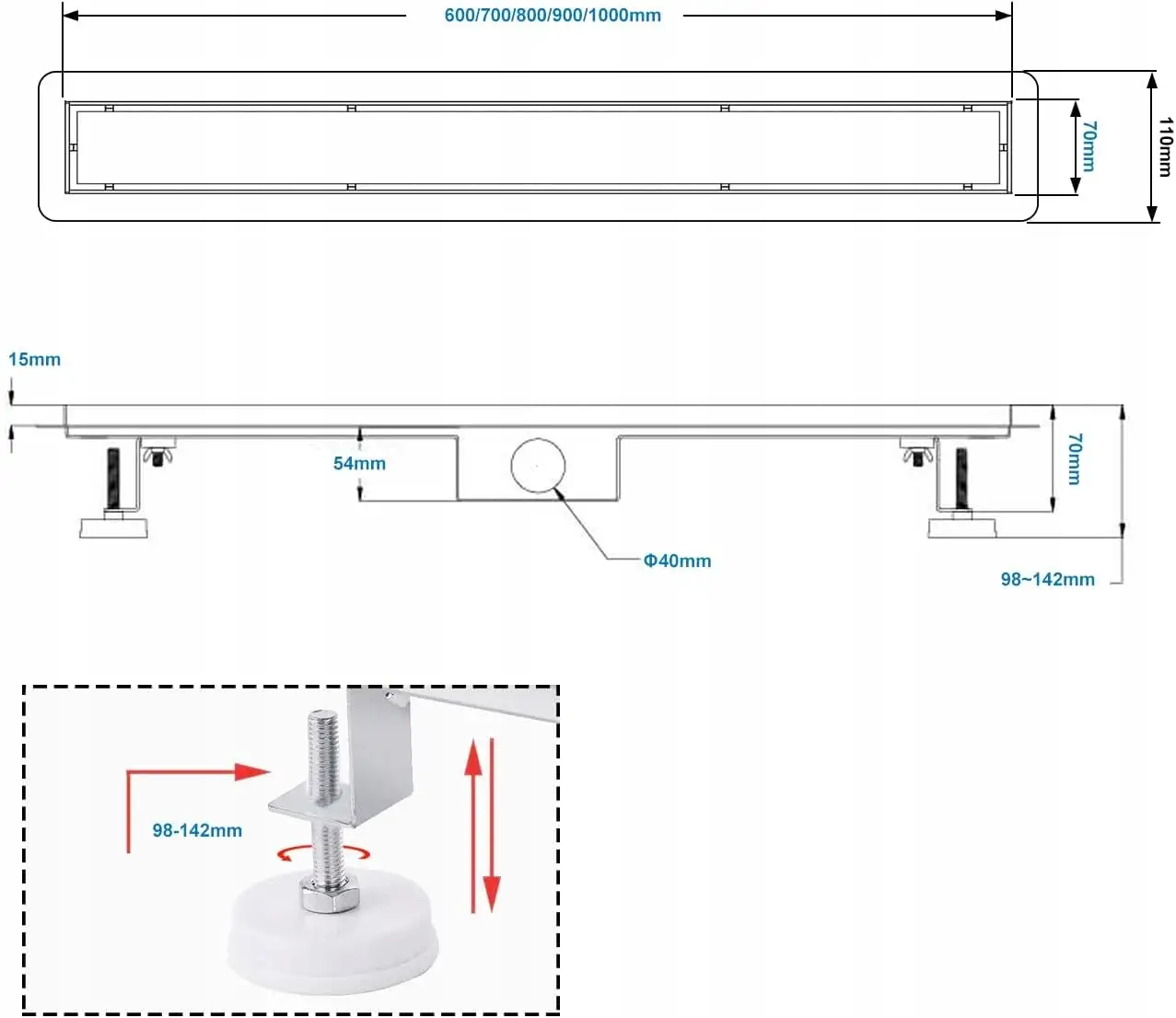 Odpływ prysznicowy liniowy sunrik 80 cm złoty — 2