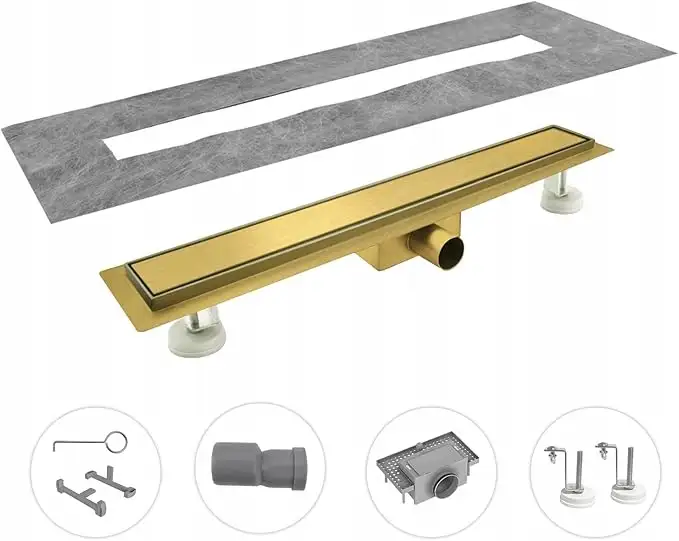 Odpływ prysznicowy liniowy sunrik 80 cm złoty — 3