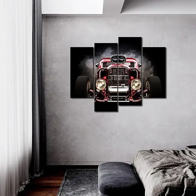 First Wall Art Obraz dekoracja ścienna samochód 4 panele — 3