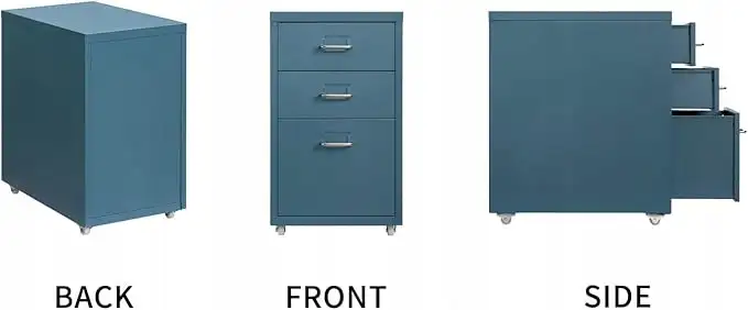HollyHOME Mobilna szafka na dokumenty z 3 szufladamii 28 x 41 x 66 cm — 4