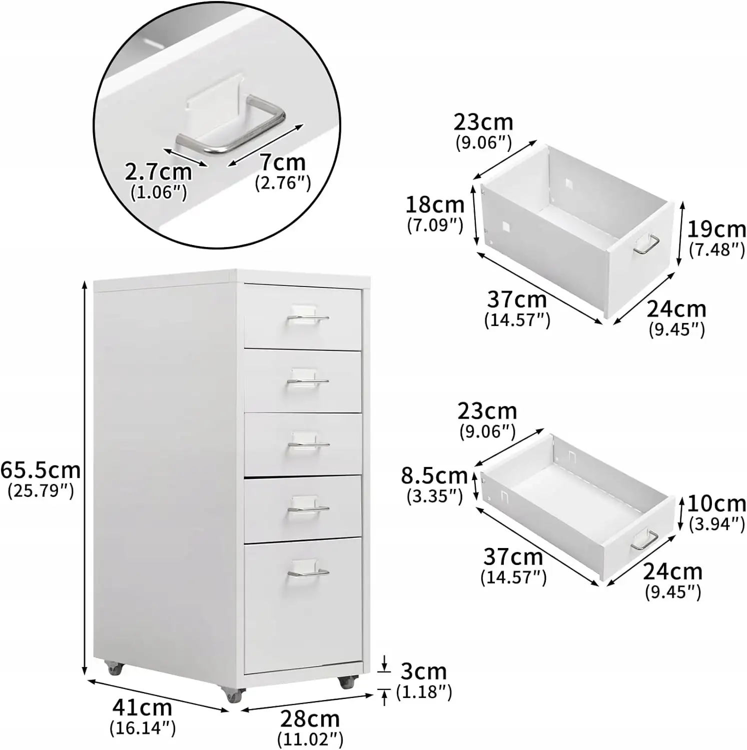 Szafka na dokumenty HollyHOME z 5 szufladami 28 x 41 x 66 cm — 2