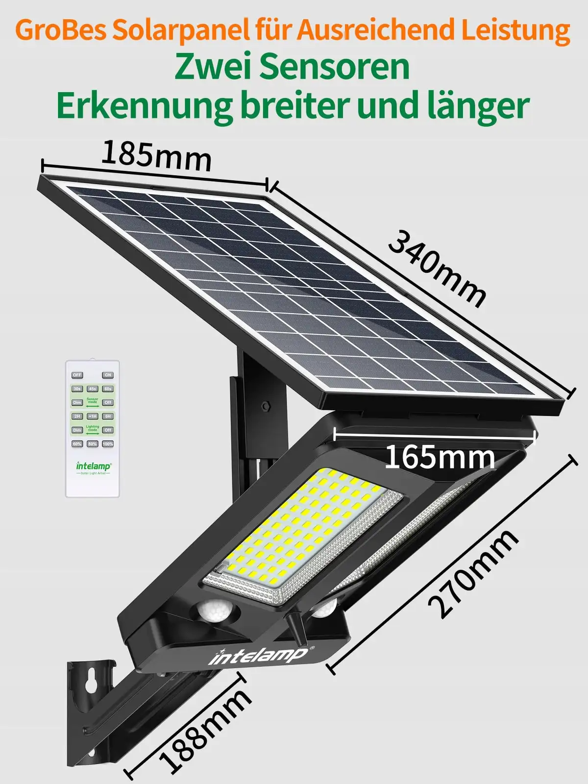 INTELAMP 12500mAh Lampy Solarne Z Czujnikiem Ruchu IP65 Wodoodporne — 4