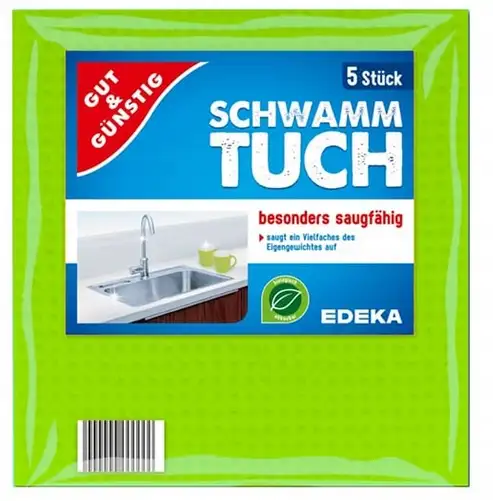 Niemieckie Ścierki Uniwersalne z Gąbki SCHWAMMTUCH Gut&Gunstig 18x18cm 5szt — 2