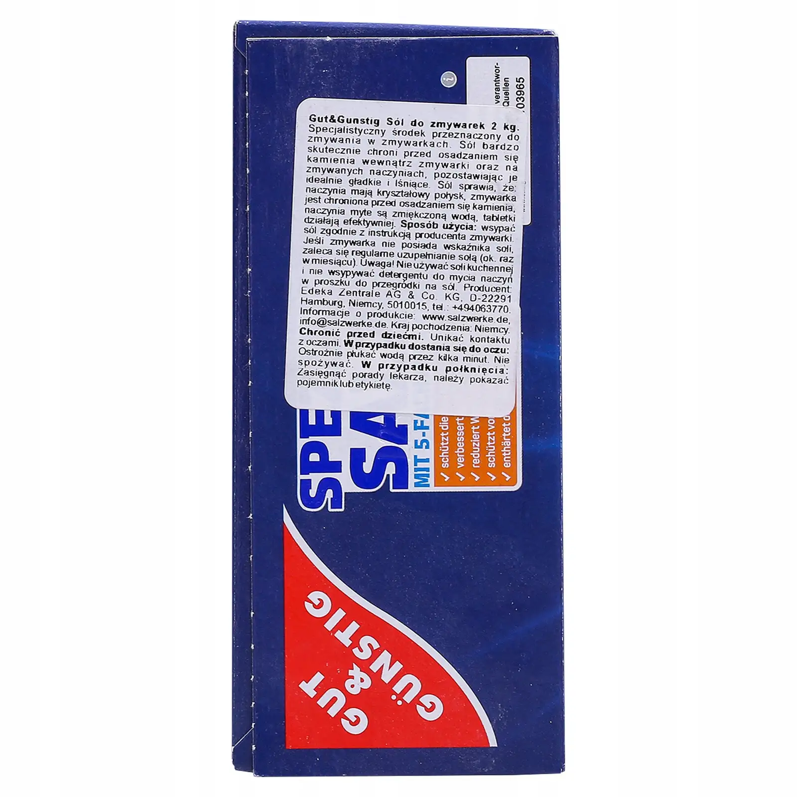 Sól do Zmywarki Ochronna Niemiecka G&G Spezial Salz 2kg Zmiękcza Wodę — 27