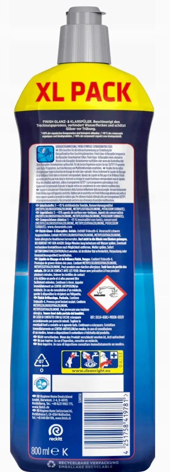 FINISH Nabłyszczacz do Zmywarki Płyn Nabłyszczający POWERBALL 800 ml — 2