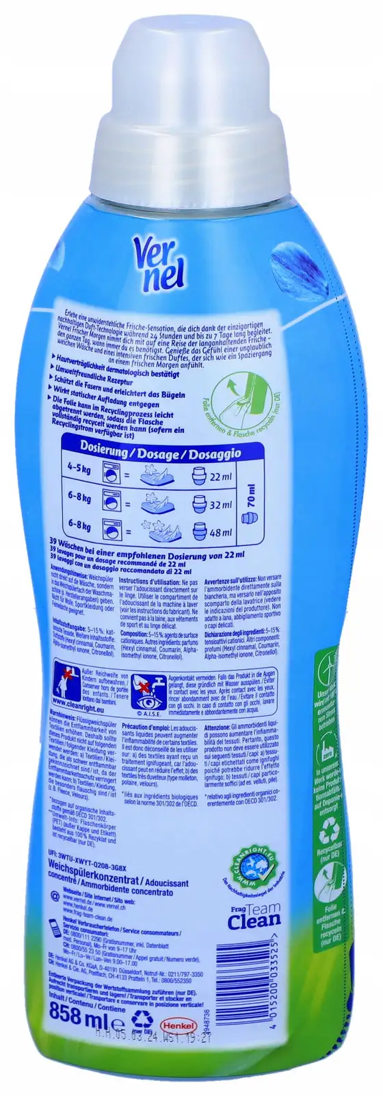 Płyn do Płukania Frischer Morgen Świeże Pranie Vernel 858 ml 39 płukań — 3