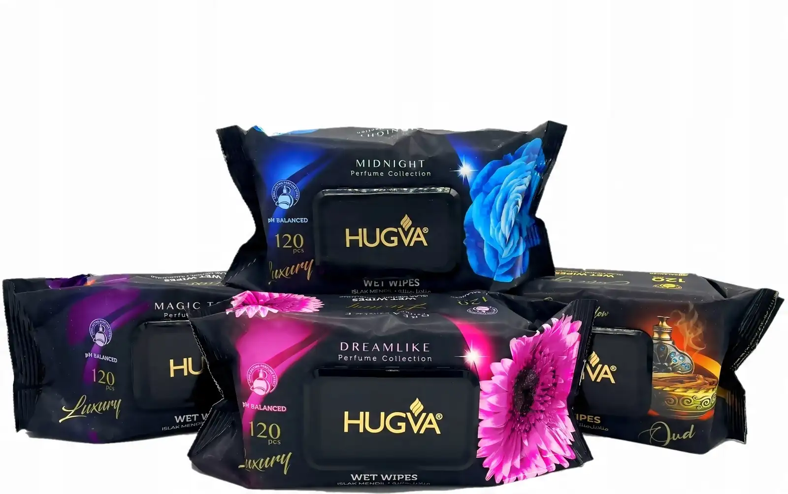 HUGVA ORIENTALNE LUKSUSOWE PERFUMOWANE CHUSTECZKI NAWILŻANE 120SZT DREAMLIK — 10