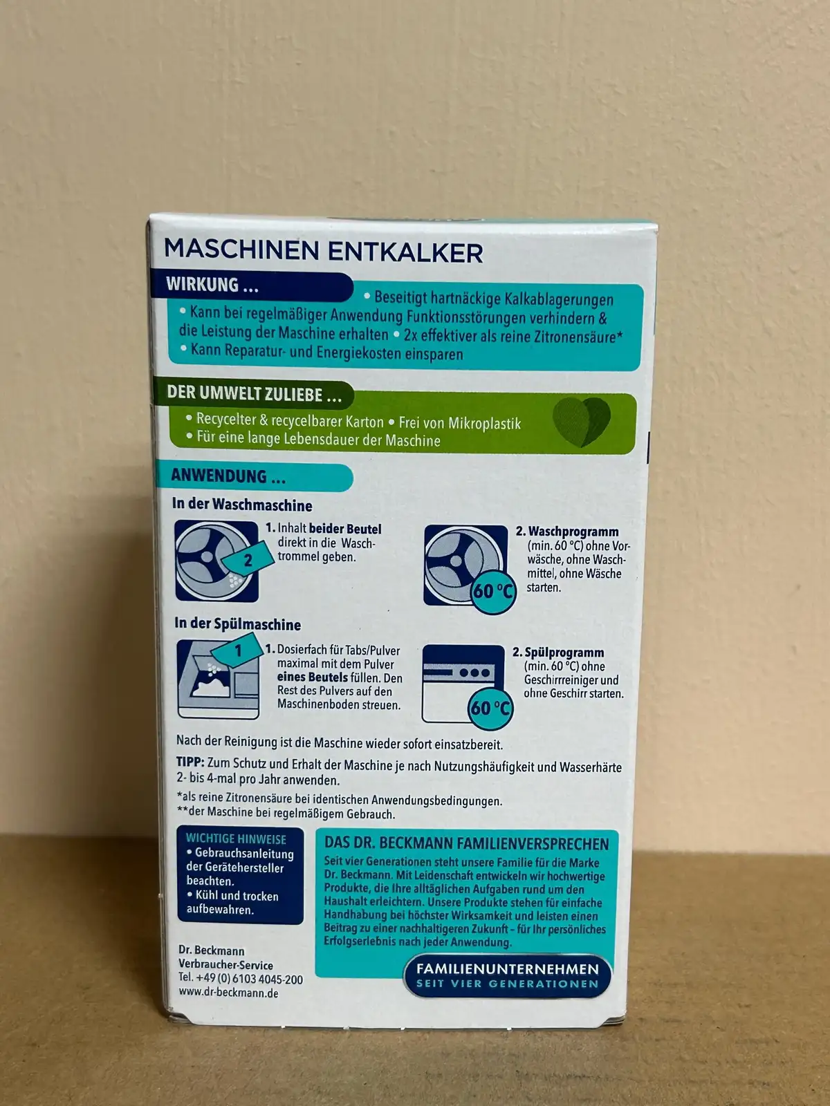Odkamieniacz w proszku do pralek Dr. Beckmann Maschinen Entkalker 100 l — 11