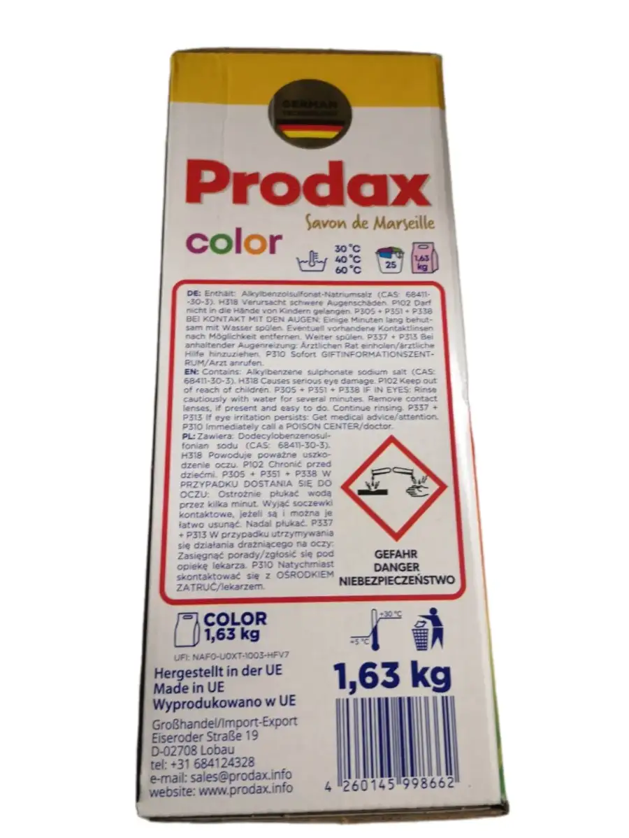 Prodax proszek do prania kolorów 1,63 kg — 4